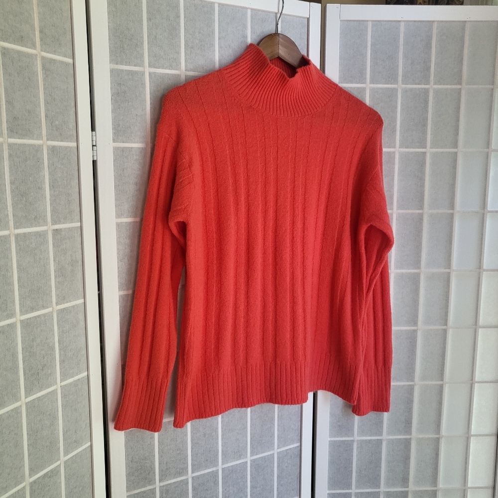 J. Crew Wool Ribbed Coral Sweater Sz S